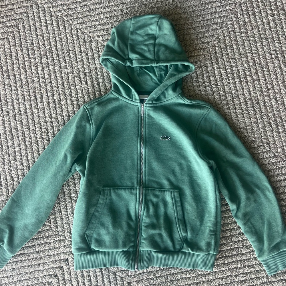Lacoste gender neutral Kids' Classic Green Zip-Up Hoodie